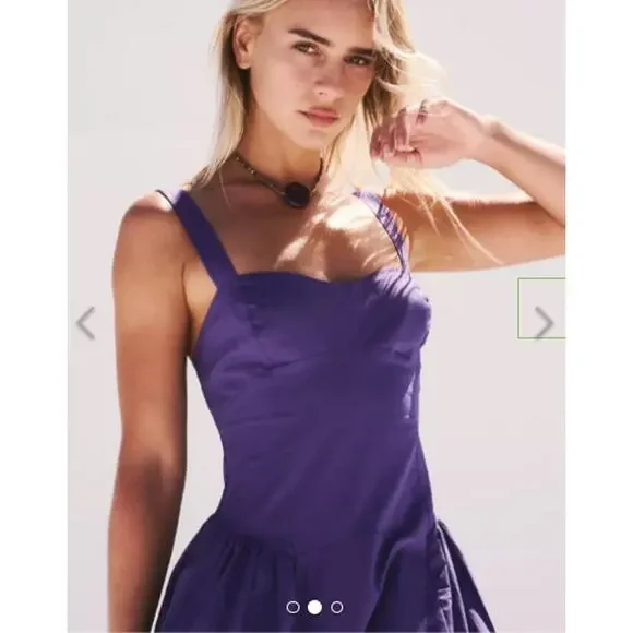 Free People Dress Womens Medium Paolo Midi Purple Sundress Romantic Retro Chic - Picture 2 of 14